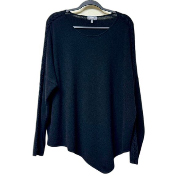 NEIMAN MARCUS 100% Cashmere Black Sweater Braid Detail, Sz XL - Picture 1 of 10